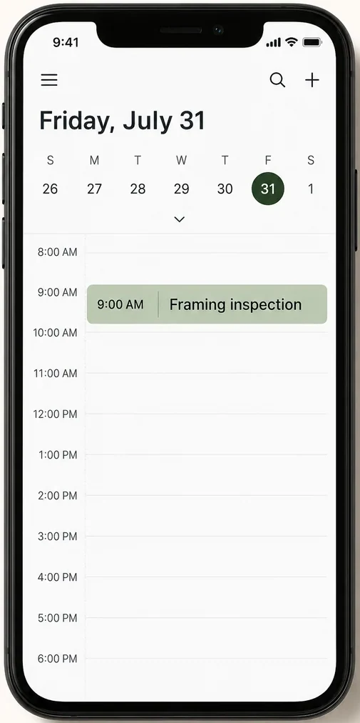 Phone showing a calendar of project deadlines